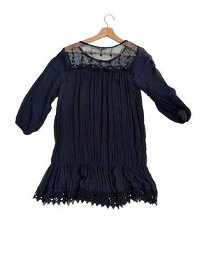 prontomoda giusy silk dress Made in Italy ProntoModa Giusy 100%silk Green/black Tunic Dress 3/4 sleeves szL
